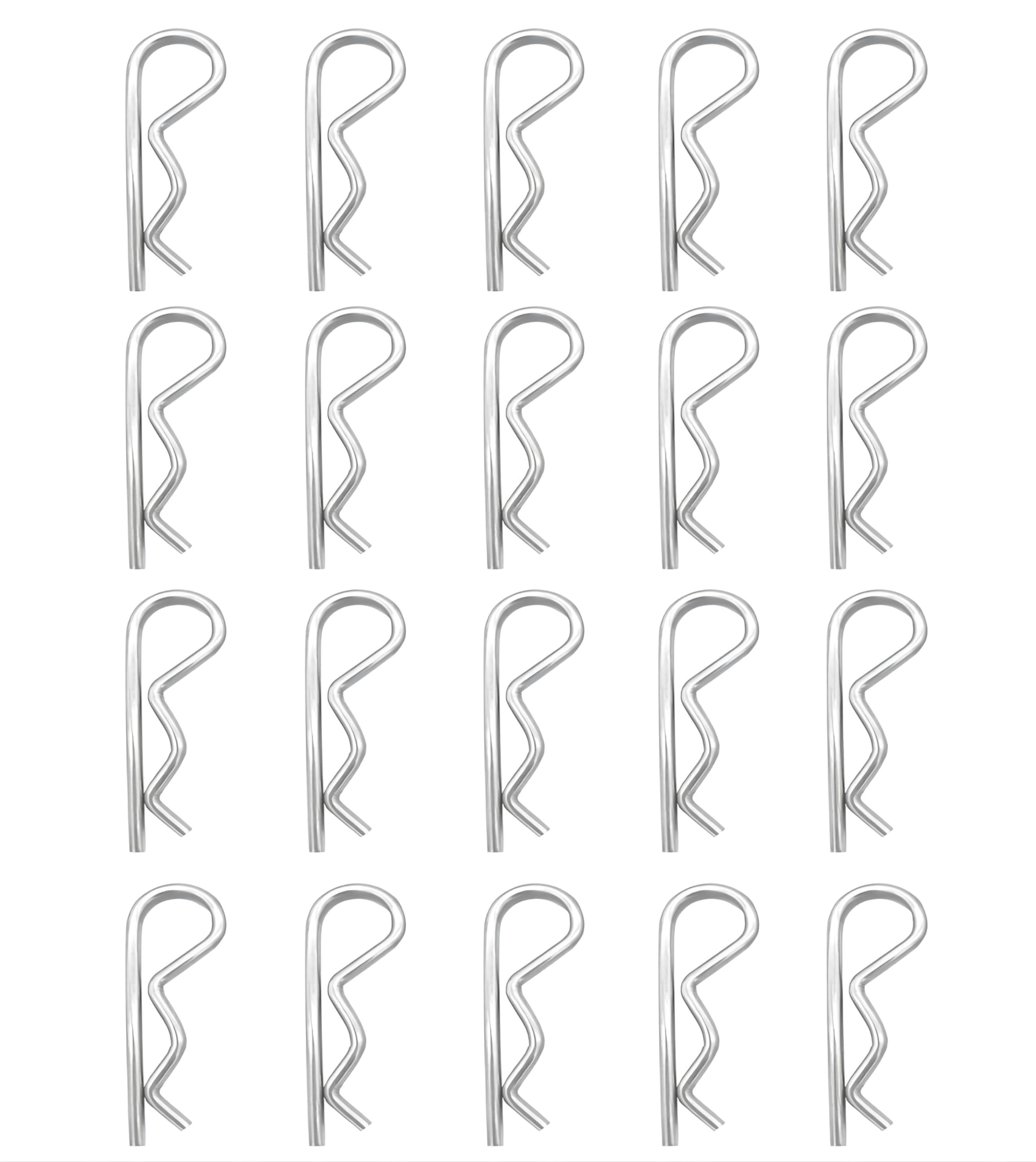 TYHI 20Pcs R Clips Retaining Cotter Pins, Heavy Duty Zinc Plated Cotter Pin Hairpin Assortment Kit for Use On Hitch Pin Lock Systems