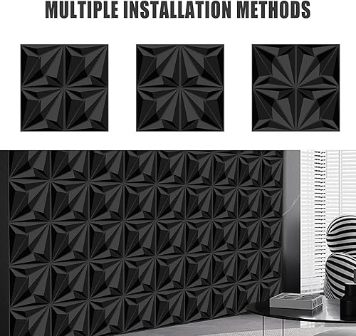 Miniatura 6 de Paquete de 33 paneles de pared texturizados 3D, revestimientos de pared de PVC de 12 x 12 pulgadas, fácil de instalar, impermeable, decoración de