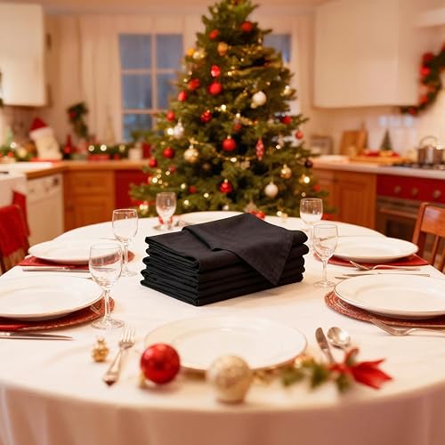 Vista 52 de Encasa XO Juego de 12 servilletas de tela color azul cobalto, 17 x 17 pulgadas, servilletas de cena de algodón de color sólido, servilletas de boda