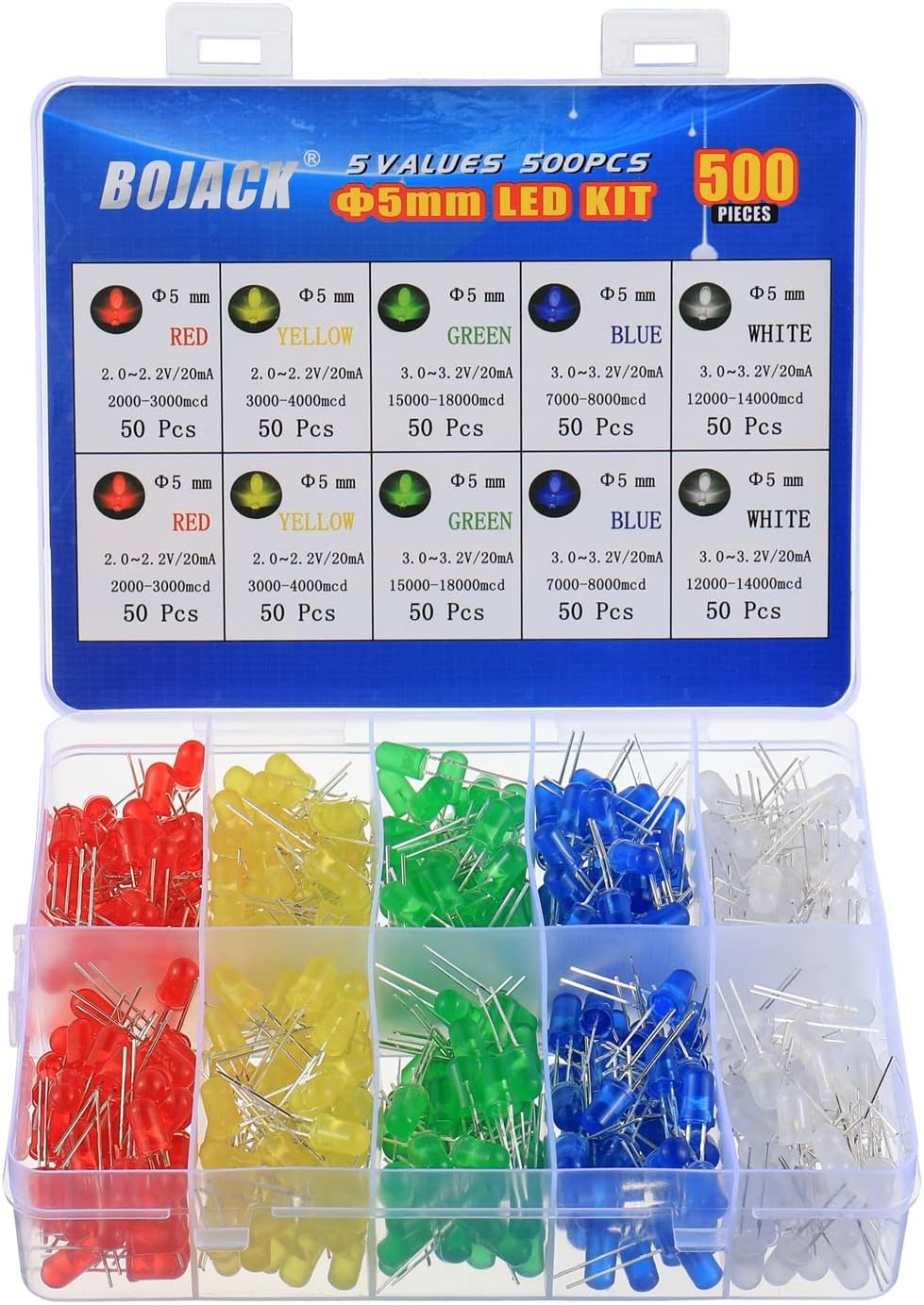 PATIKIL 3mm LED Dioden Set - 100 Stück Blaue LEDs 3-6V Mit Vorverdrahtung