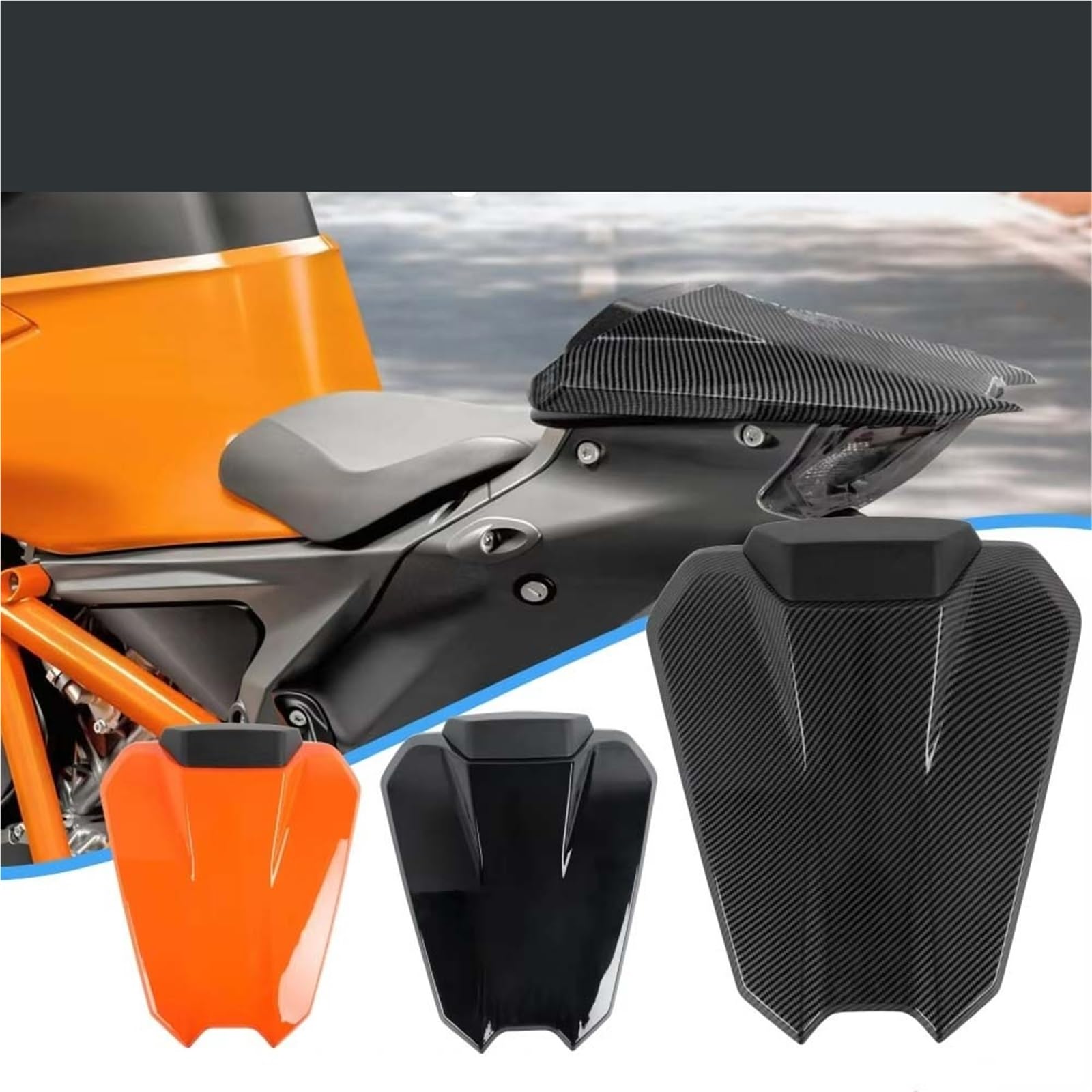 Alette per Moto Coprisella monoposto posteriore per moto adatta per KTM 1290 Super Duke R 2020 2021 2022 2023 Alettone Moto(Carbon Fiber Look)