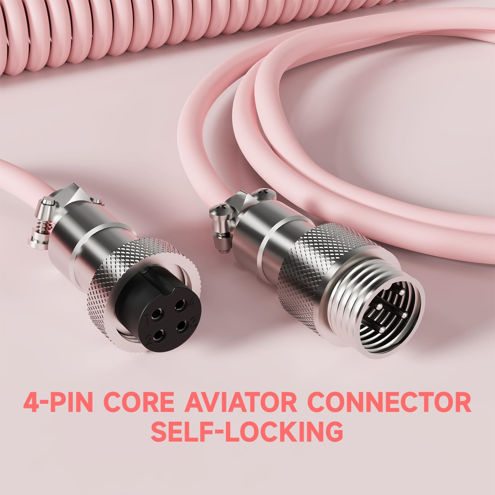ATTACK SHARK C01Ultra Cavo a Spirale Tastiera con Illuminazione RGB, Cavo USB C a 8KHZ per Tastiera Meccanica, Type-C a USB-A, TPU Coiled Cable con Connettore Aviazione Metallo 4-Pin, 56.5In -Rosso