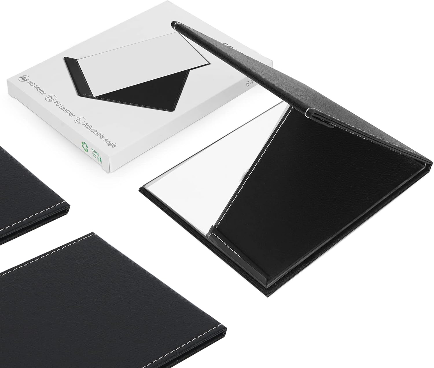 Folding Travel Mirror, PU Portable Adjustable Rectangular Ultrathin