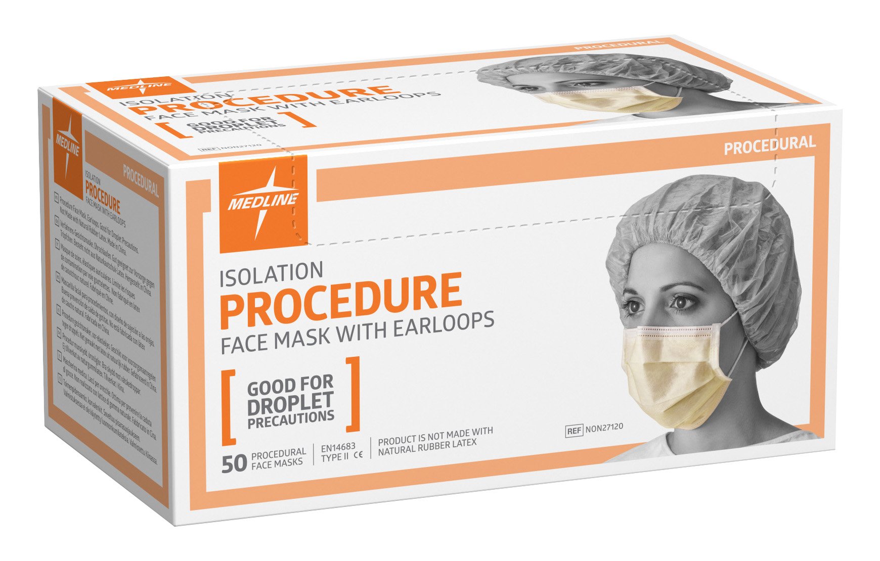 Medline Industries NON27120 Isolation Mask with Ear Loops, Cellulose (Pack of 300)