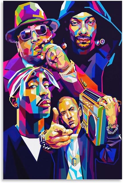 JIANGMEI Hip Hop Stars And Rappers Canvas Art Poster And Wall Art Picture Print Modern Family Bedroom Decor Posters 24x36inch(60x90cm)