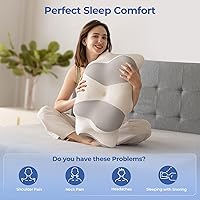 Vista 6 de Almohada cervical para el cuello, almohada ergonómica de espuma viscoelástica, diseño ortopédico para personas que duermen de lado, espalda y boca