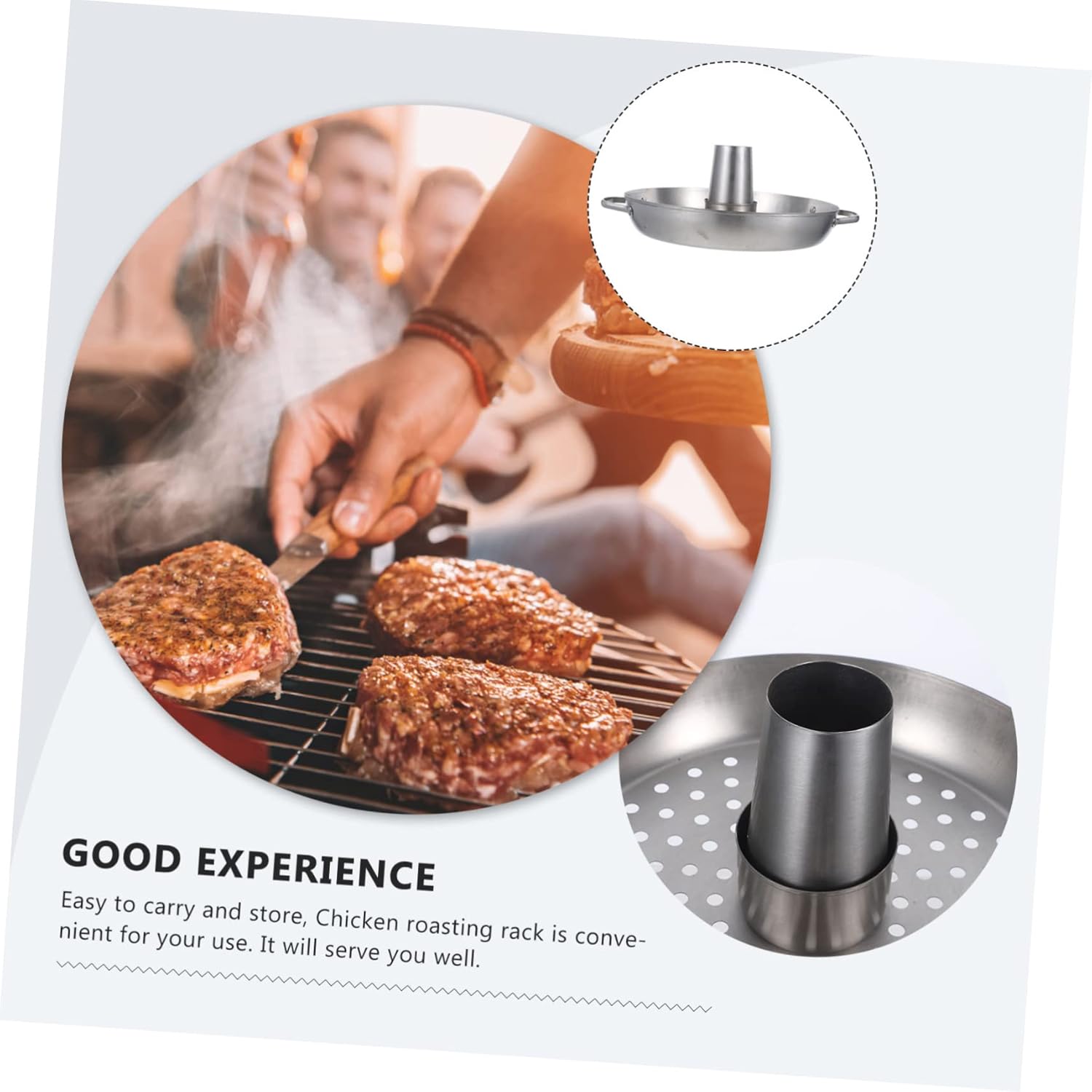 Stainless Steel Chicken Roaster Rack for Oven Grill Vertical Poultry Holder for Outdoor BBQ Camping Easy to Clean Removable Design for Roasted Chicken