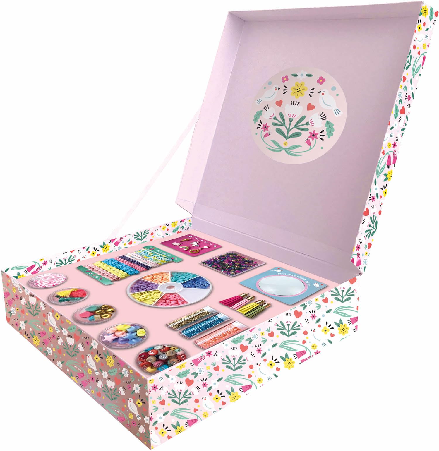 Mon extraordinaire boîte à bijoux: Coffret avec 1 livret, des perles, des charms, des fils et 1 miroir