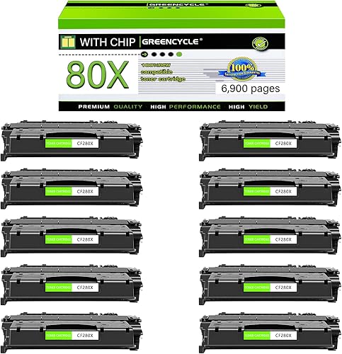 greencycle 6900 páginas por cartucho de tóner compatible con impresora HP 80X CF280X 80A CF280A, funciona con impresora Pro 400 M401A M401D M401N