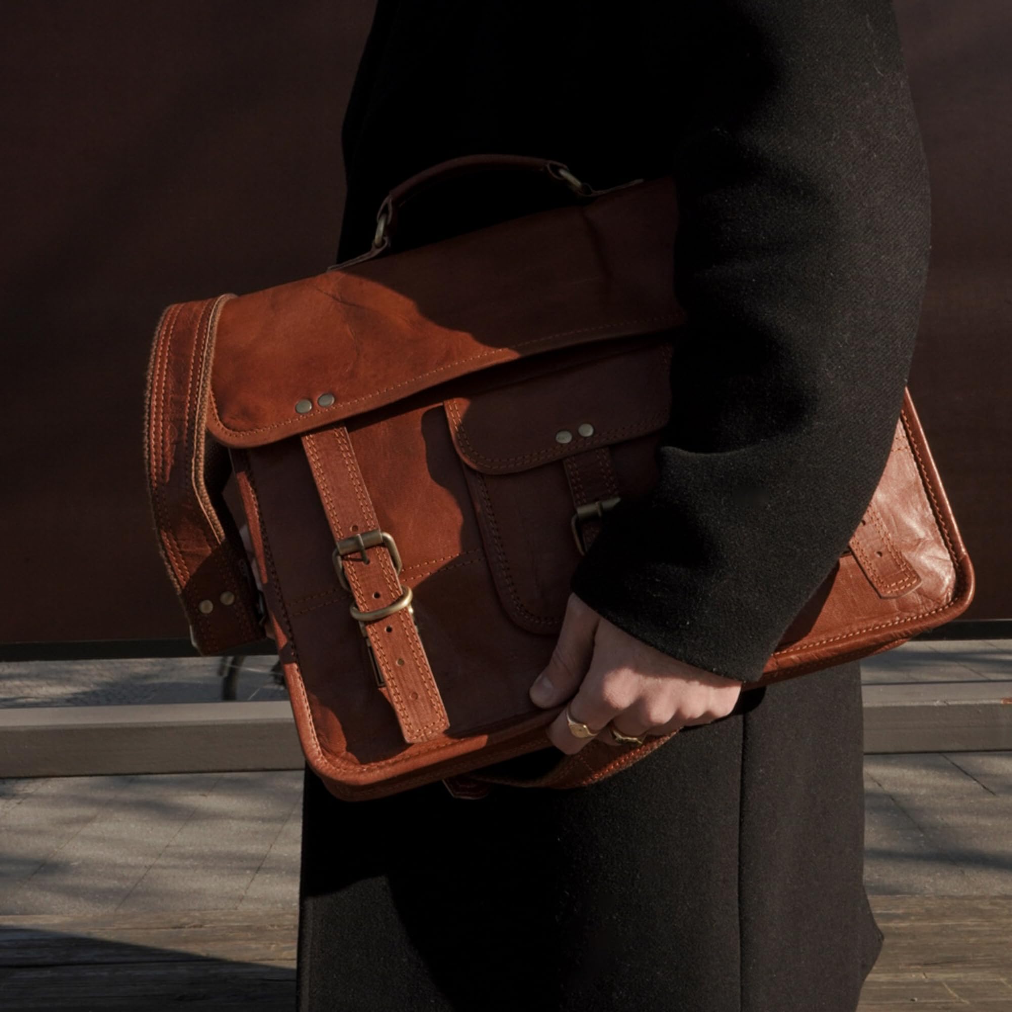 Berliner Bags Messenger Bag Berlin M Vintage aus Leder für Herren - Braun