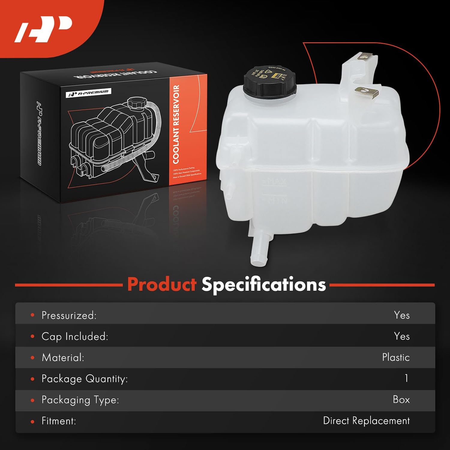 A-Premium Engine Coolant Overflow Recovery Reservoir Tank [with Cap] Compatible with Ford Ranger 2024 2.3L 3.0L, Bronco 2021-2024