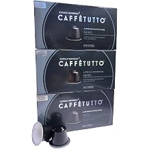 Caff tutto 30 NERO Italian Nespresso Compatible Coffee Pods - Roasted in Italy, Neopolitan Style, Dark, Intense & Strong - 30 Caffetutto Gourmet Aluminium Nespresso Coffee Capsules