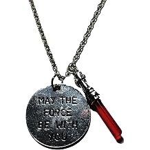 TCB Creations Star Scifi Wars May The Force Be with You Red Lightsaber Pendant Necklace
