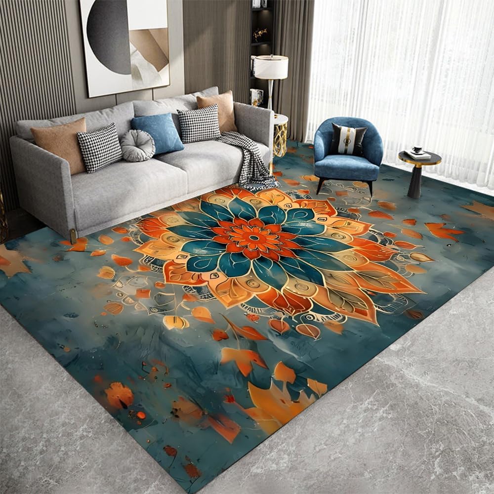 Tapis de douche et chambre lavable et antidérapant au design de mandala abstrait