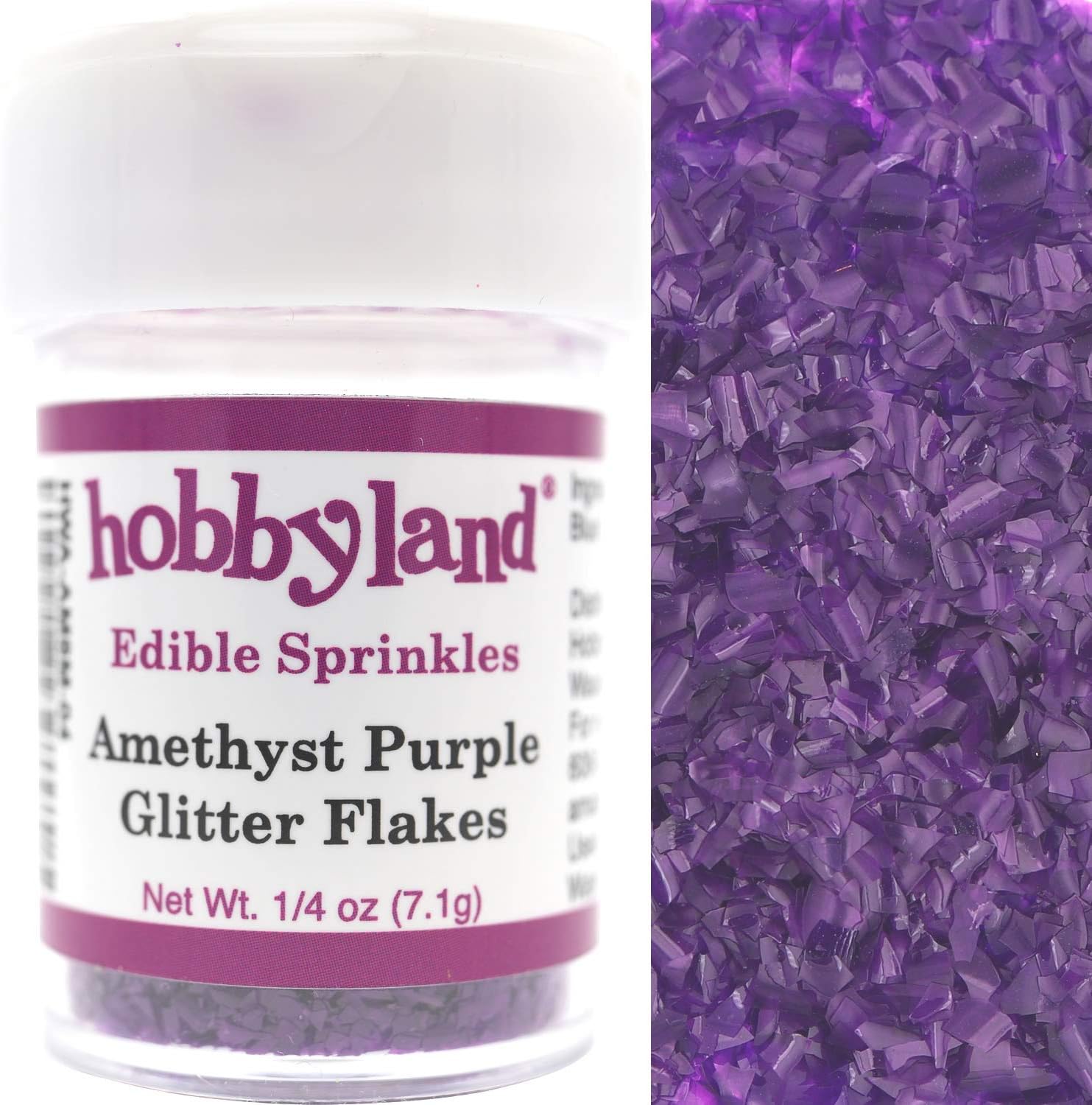 Hobbyland Edible Glittery Flakes (Amethyst Purple Glitter Flakes, 1/4 oz)