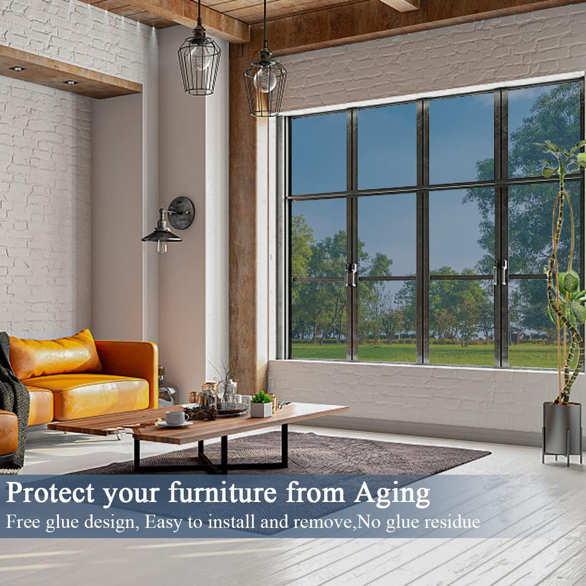 Arthome 23.6 Inch x 8.3 Feet, Blue Silver One Way Window Privacy Film Daytime Privacy Window Tint for Home Anti UV Static Cling Heat Control Reflective Glass Film for Home and Office