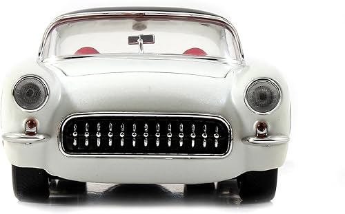 Miniatura 3 de Jada Toys Bigtime Muscle 124 1957 Chevy Corvette - Auto fundido a presión  Puertas de apertura, capó, maletero, neumáticos de goma (blanconegro)
