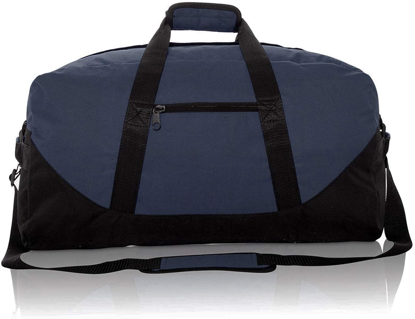 Duffle Gym Bag, Heavy Duty Travel Carry-On Clothing Work Out Bag (Navy - Large 21" x 11" x 11")