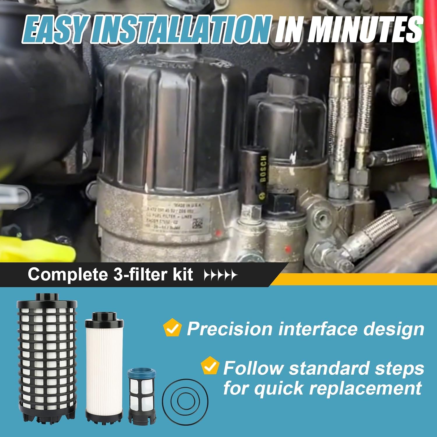 iFJF PF9924 Fuel Filter Kit Replacement for DD-13 12.8L DD-15 14.8L DD-16 15.6L Engines Premium Filtration for Sterling & Western Star Trucks Replaces PF9806 A0000904251 A0000901552 P550954