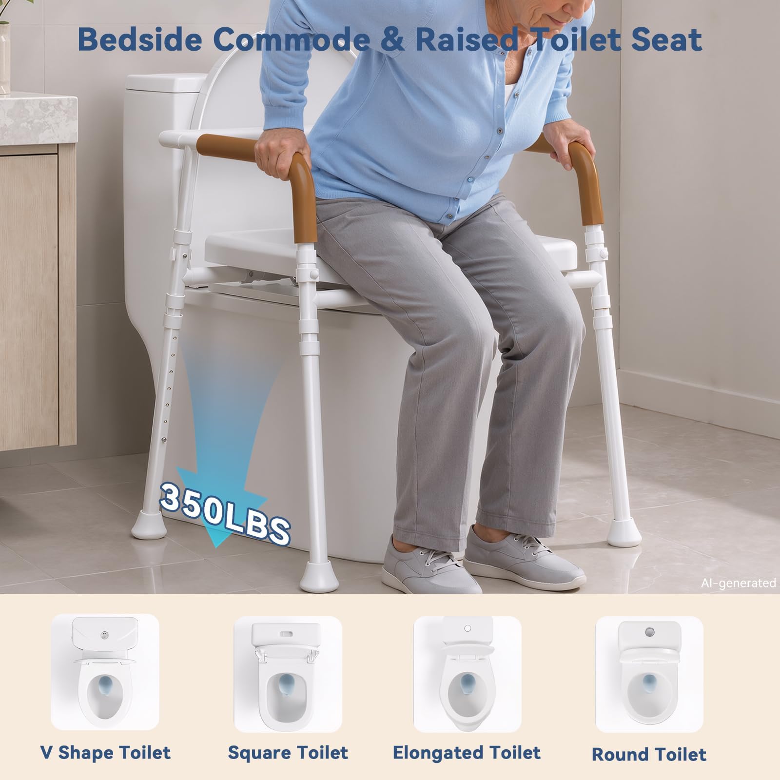 Bedside Commode for Seniors - Easy Height Adjustment -6