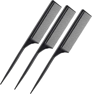 Sponsored Ad - Leinuosen 3 Pack Tail Comb Carbon Fiber Rat Tail Comb Set Heat Resistant Anti Static Styling Tail Comb for ...