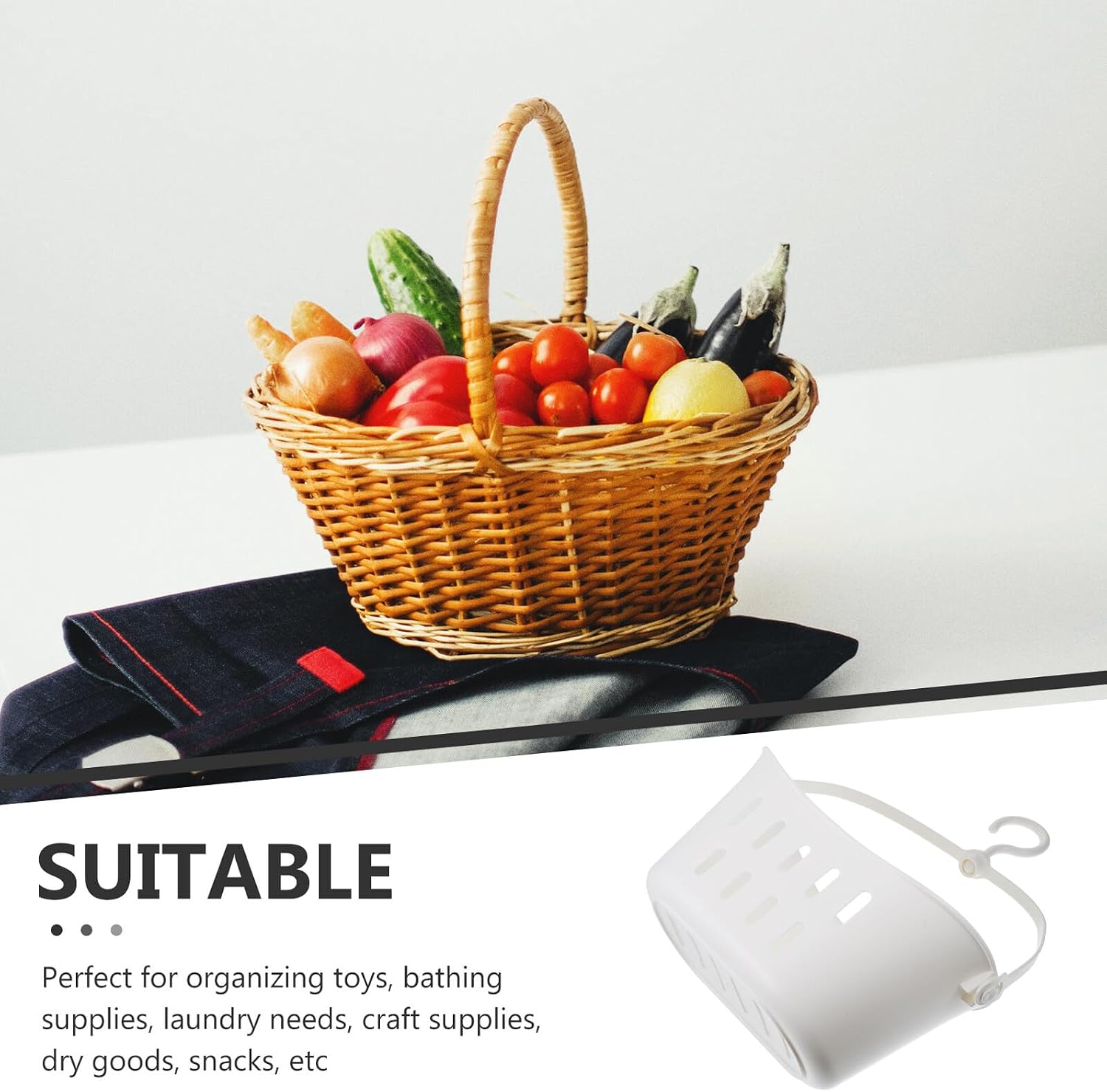 Plastic Hanging Shower Basket Hook, Multi-Purpose Organizer for Bathroom, Kitchen, College Dorm, Laundry Storage