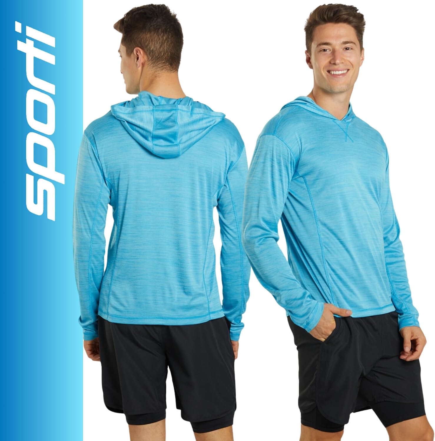 Sporti Men's L/S UPF 50+ Swim Shirt - Rashguard for Men - Comfortable Men's Rash Guard Shirts
