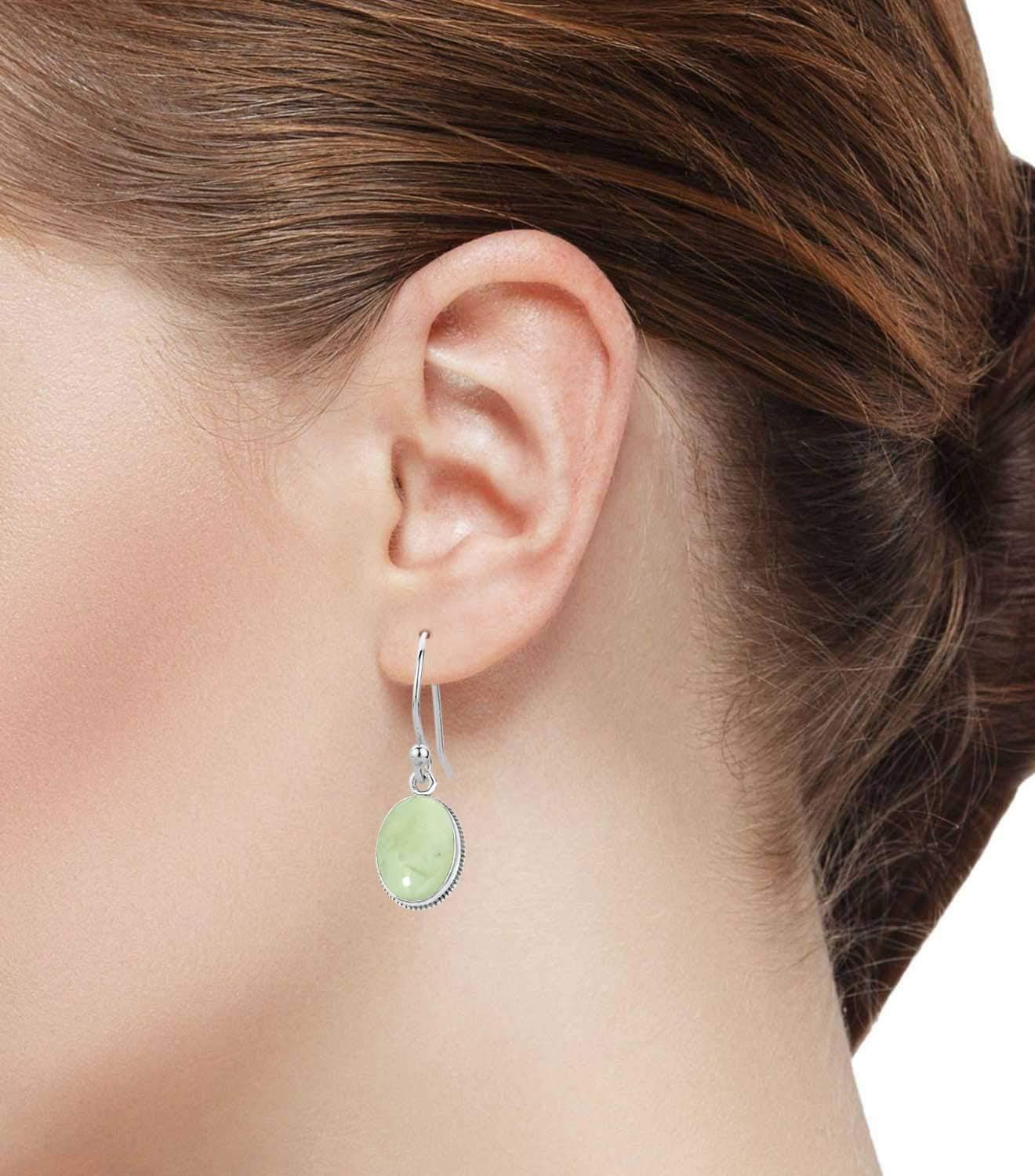 Boho Handmade Jewelry Natural Gemstone Onyx, Pearl, Moonstone, Amber Oval Genuine 925 Sterling Silver Drop Dangle Earring For Women