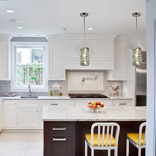 Miniatura 5 de Moderna lámpara colgante de cristal para baño, LED cromada, mini luces colgantes para isla de cocina, 8 W, 4000 K, no regulable