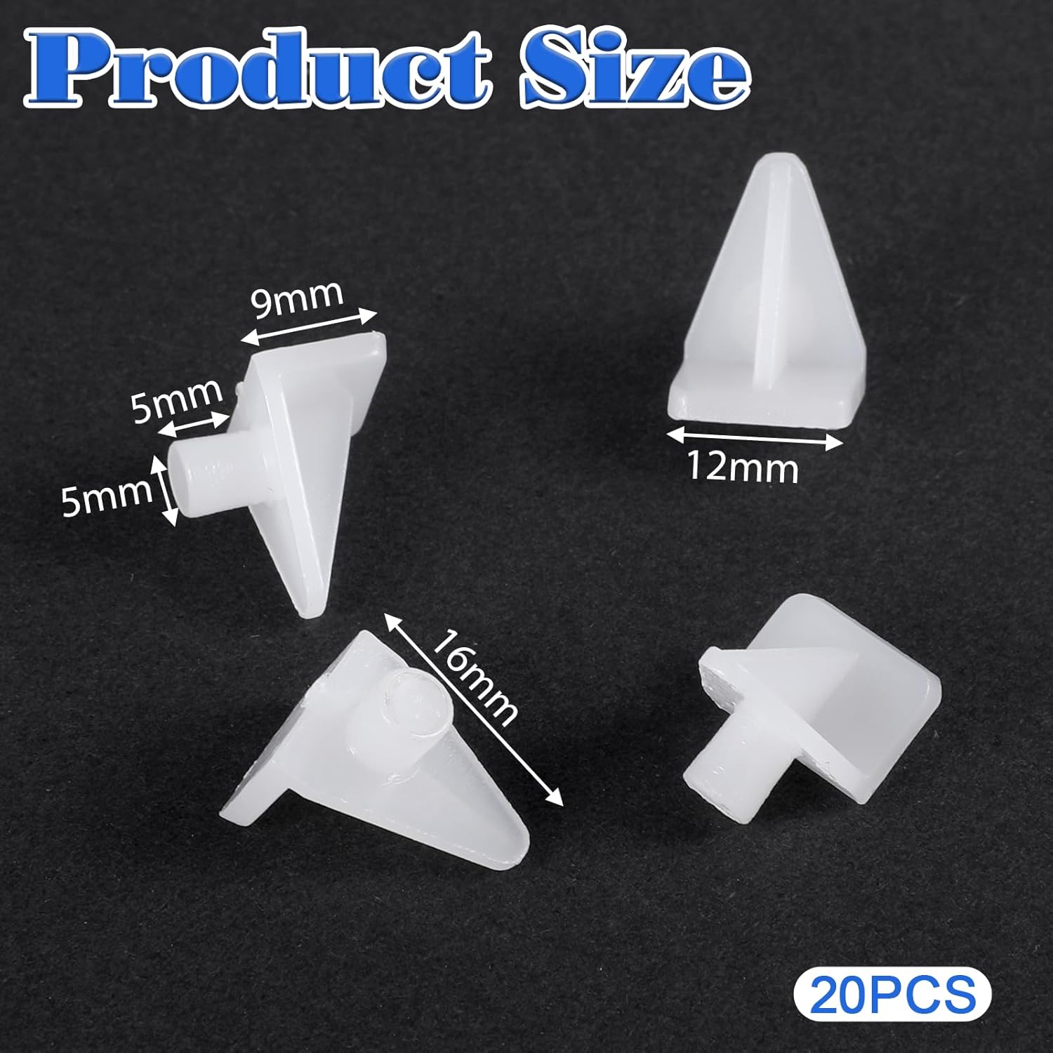 20PCS White Shelf Pegs, 5mm Plastic Shelf Support Pins Cabinet Shelves Clips Shelves Bracket Pegs for Closet, Kitchen, Bookcase Shelves Holder Peg