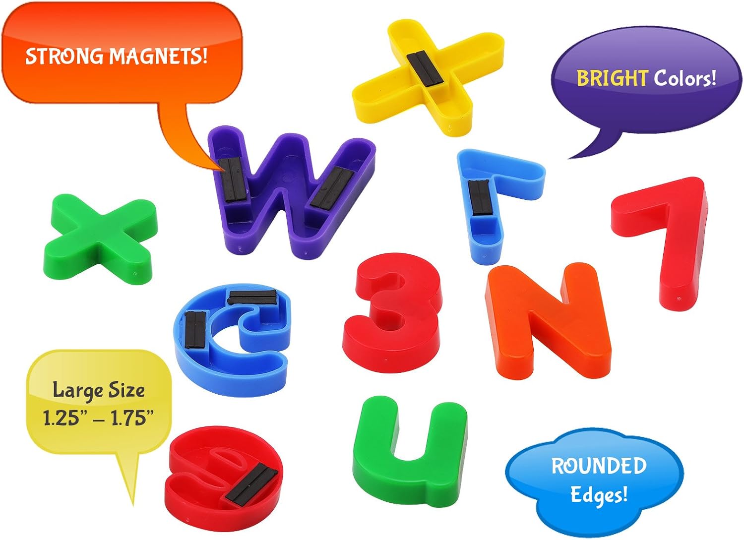 Magnetic Letters and Numbers – 72 Educational Refrigerator Fun Learning Plastic Magnets for Toddlers and Children – Great for Preschool, Classroom, Day Care, and Home – by EduKids