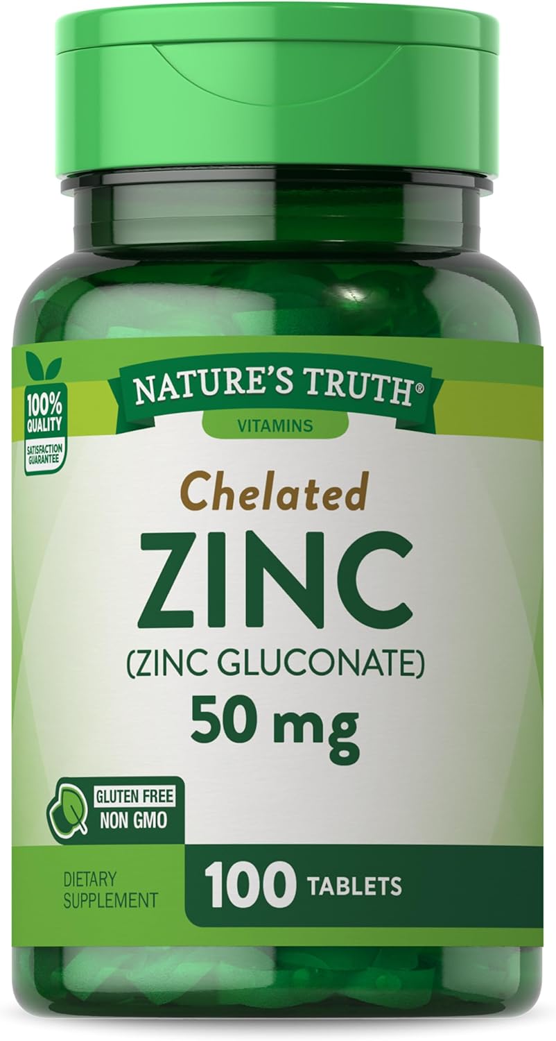 Nature's Truth Chelated Zinc Vegetarian, NonGMO, Glutenfree Mineral