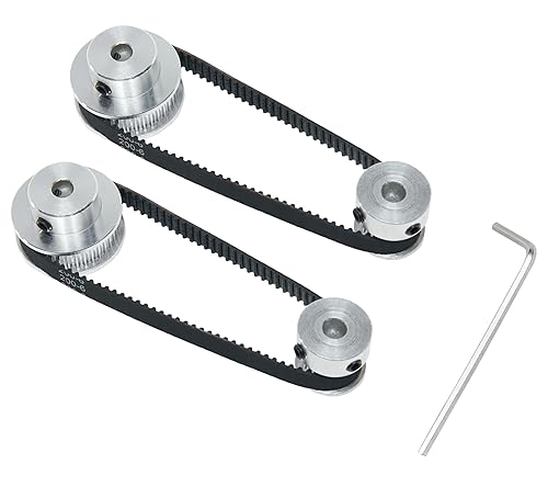 Miniatura 21 de Juego de 2 poleas de sincronización de aluminio 2GT de 20 y 40 dientes, rueda síncrona de 0.197 in de diámetro con 2 correas de longitud de 7.874 in