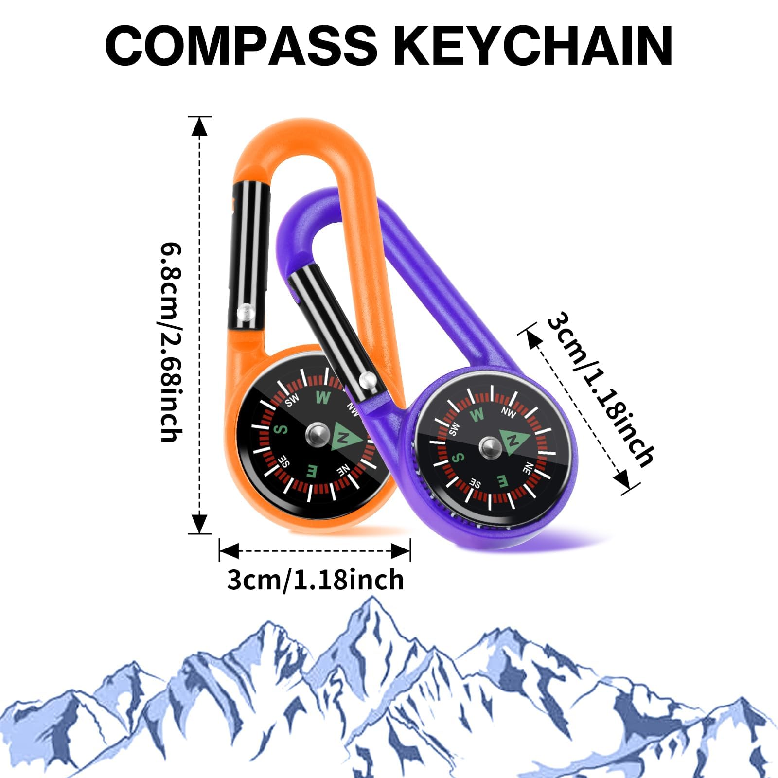 12 Pcs Mini Compass Keychain for Kids Bulk, Small Pocket Magnetic Compass Survival Hiking for Outdoor Survival Camping Party Backpacking Accessory (Colors)