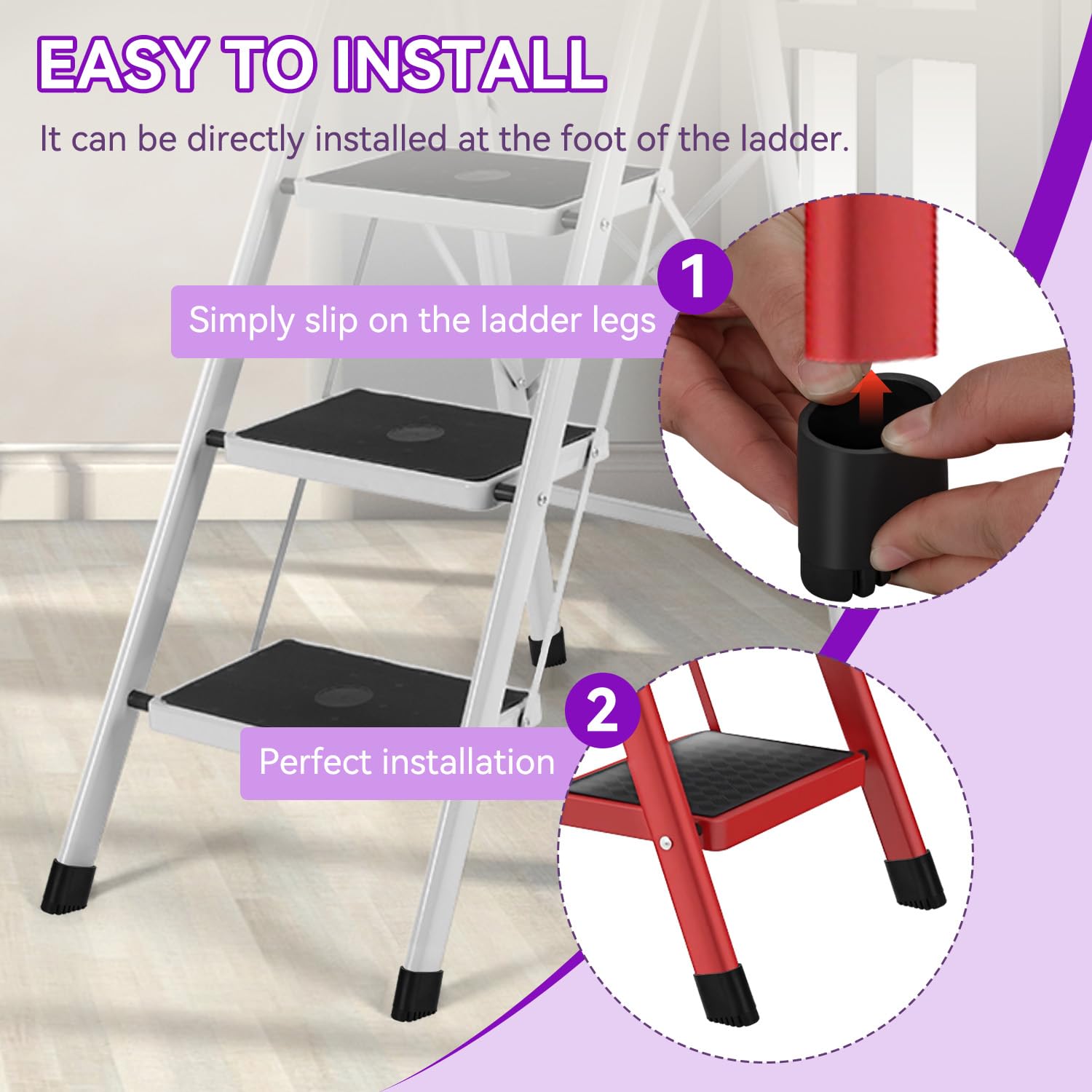 Tacos Escalera Patas para Escaleras de Aluminio Tacos de Goma para Escalera Cubrepies de Escalera de Goma para Escaleras Rectas - Resistentes a Altas Temperaturas y al Desgaste (2Pcs, 20 * 40mm)
