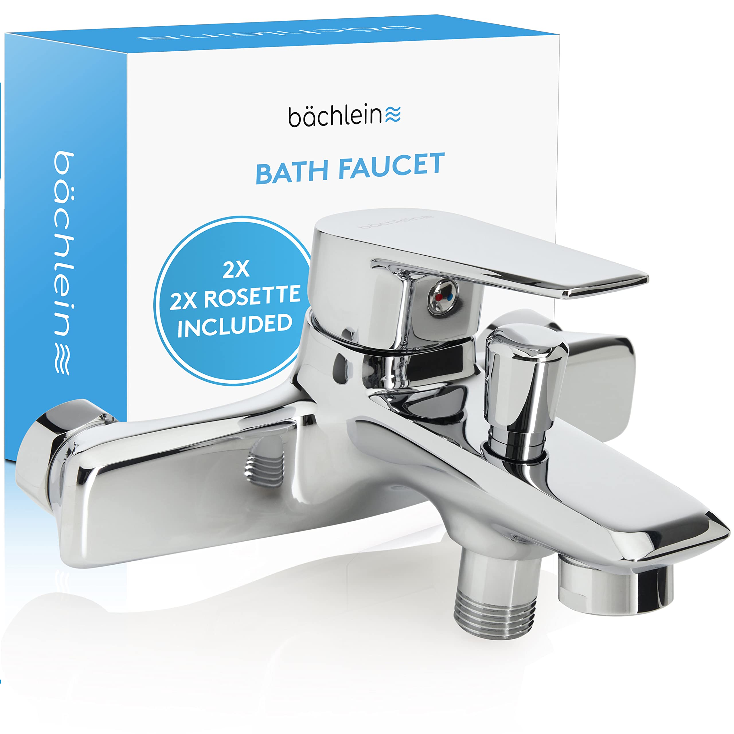Bächlein Universal Bath Mixer Chrome - Bath Mixer Complete Set Incl. All Accessories, Single-Lever Bath Mixer, Bath Mixer, Surface-Mounted Bath Mixer