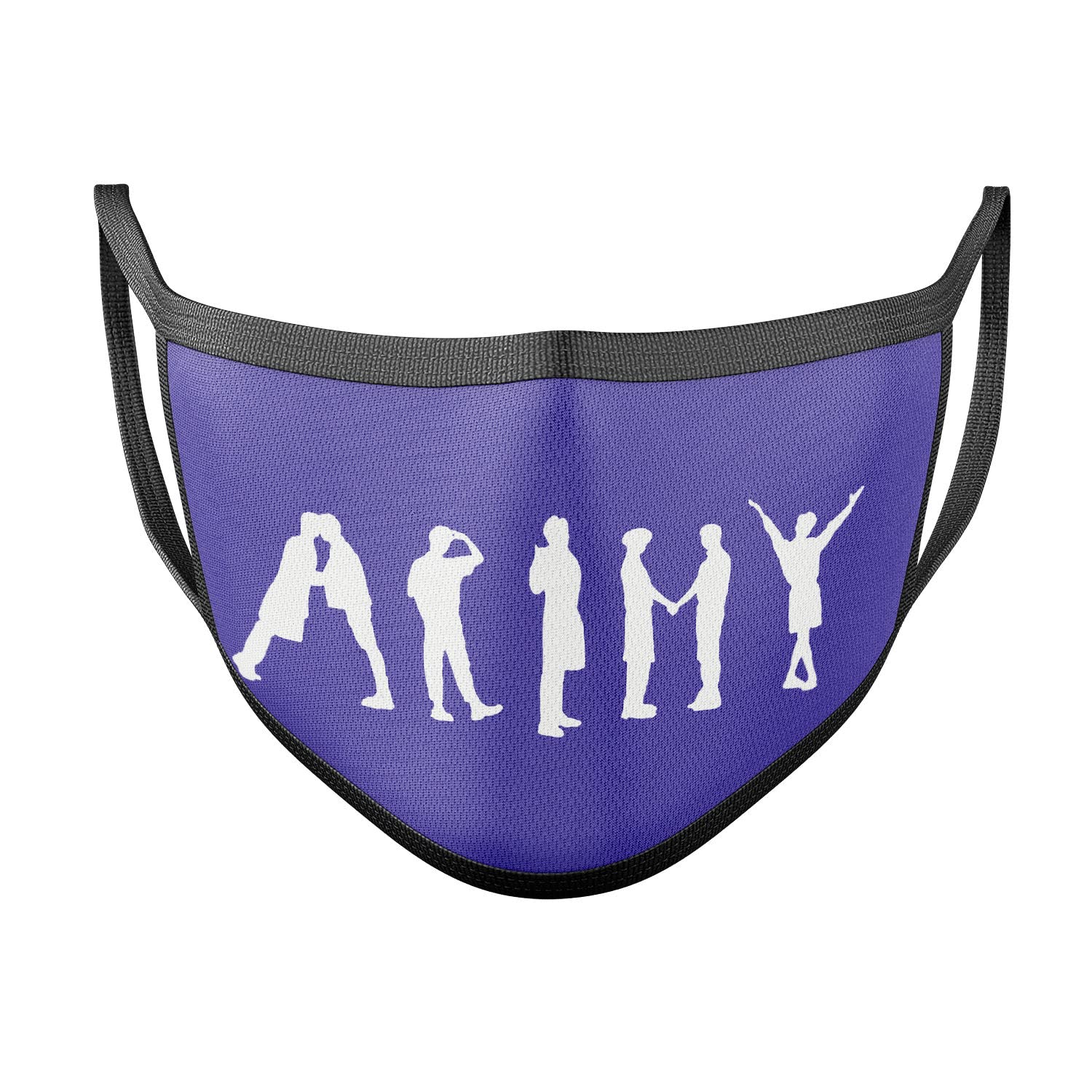 The Midle Skool BTS ARMY Borahae 보라해 (White) 2 Ply Soft Cloth Face Mask