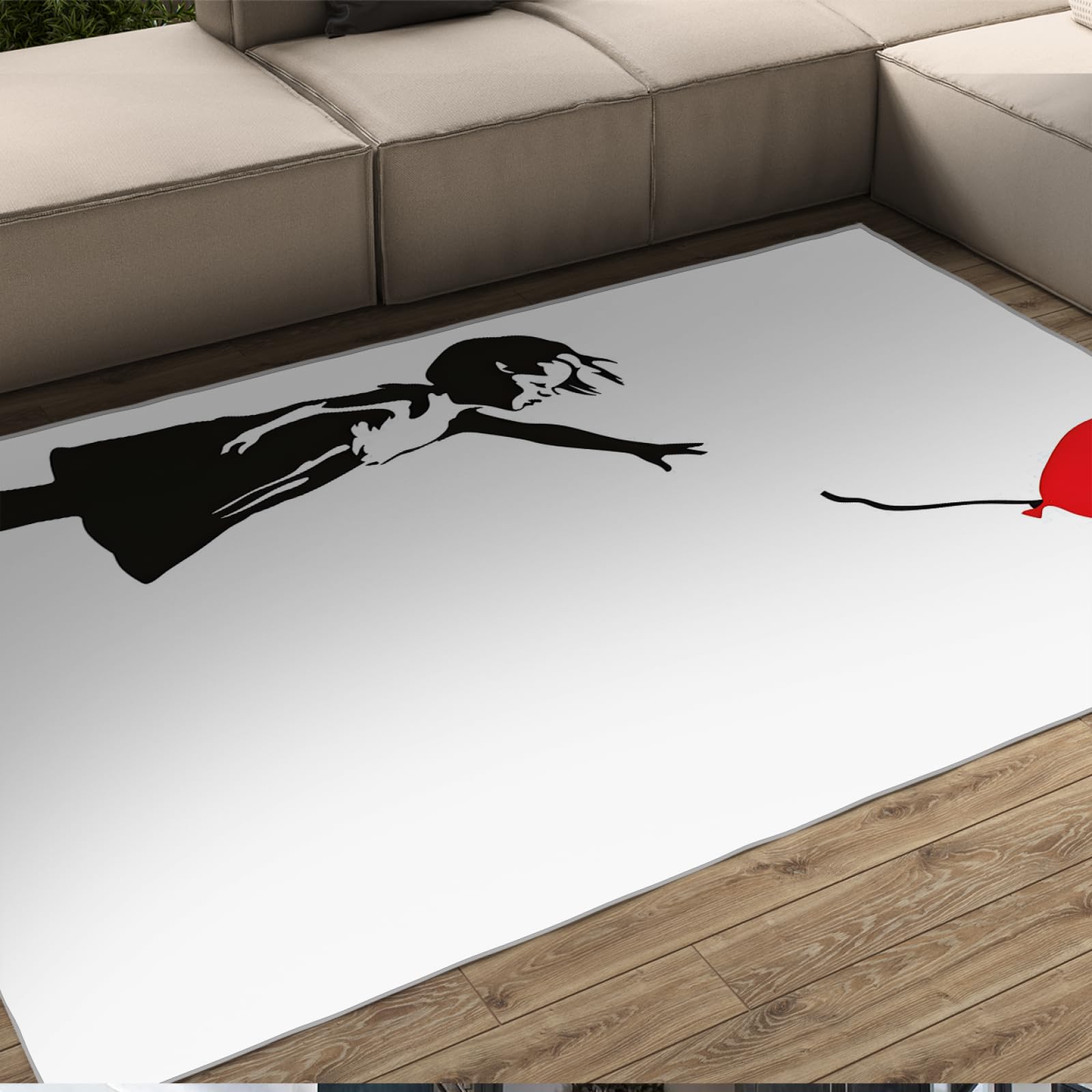 Tapis légers de chambre blancs au design graphique épuré