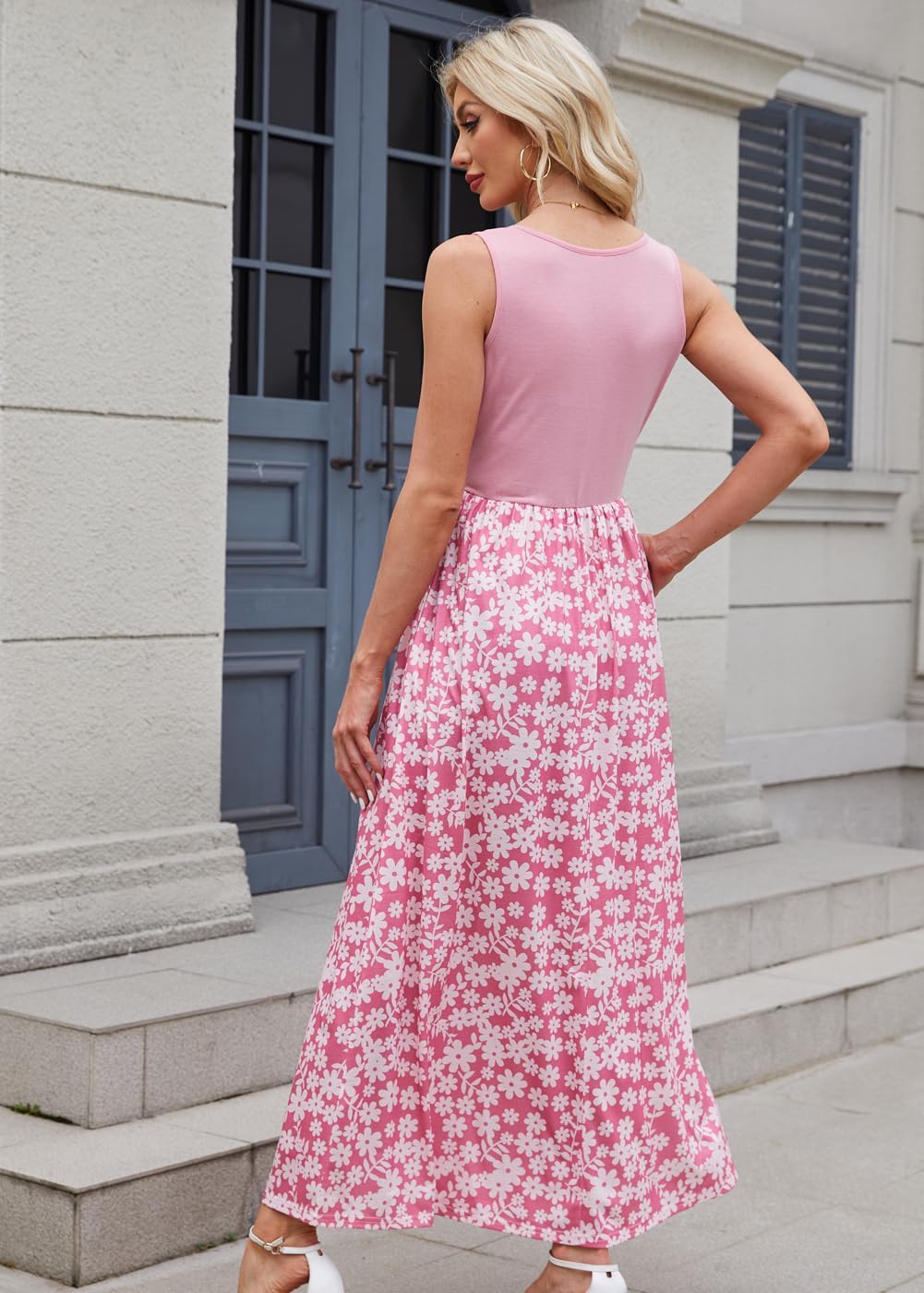 Mommy and Me Family Outfits,Sleeveless Casual Floral Dress with Pockets for Motner's Day - Image 3