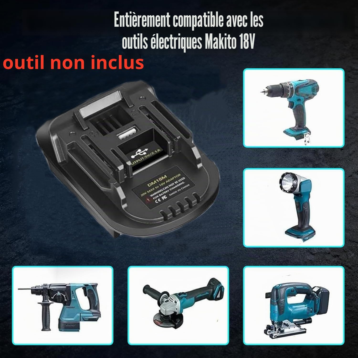 DM18M Adaptateur de batterie pour outils électriques Makita 18 V 20 V, adaptateur convertisseur pour Dewalt et Milwaukee M18 pour batterie Makita 18 V