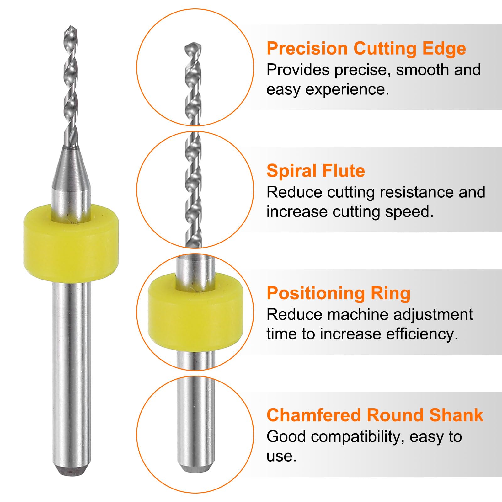 HARFINGTON 10-Pack PCB Drill Bit Set – 1/8" Shank, 0.1mm Tungsten Carbide Micro Bits For Circuit Boards, Jewelry & Soft Metals