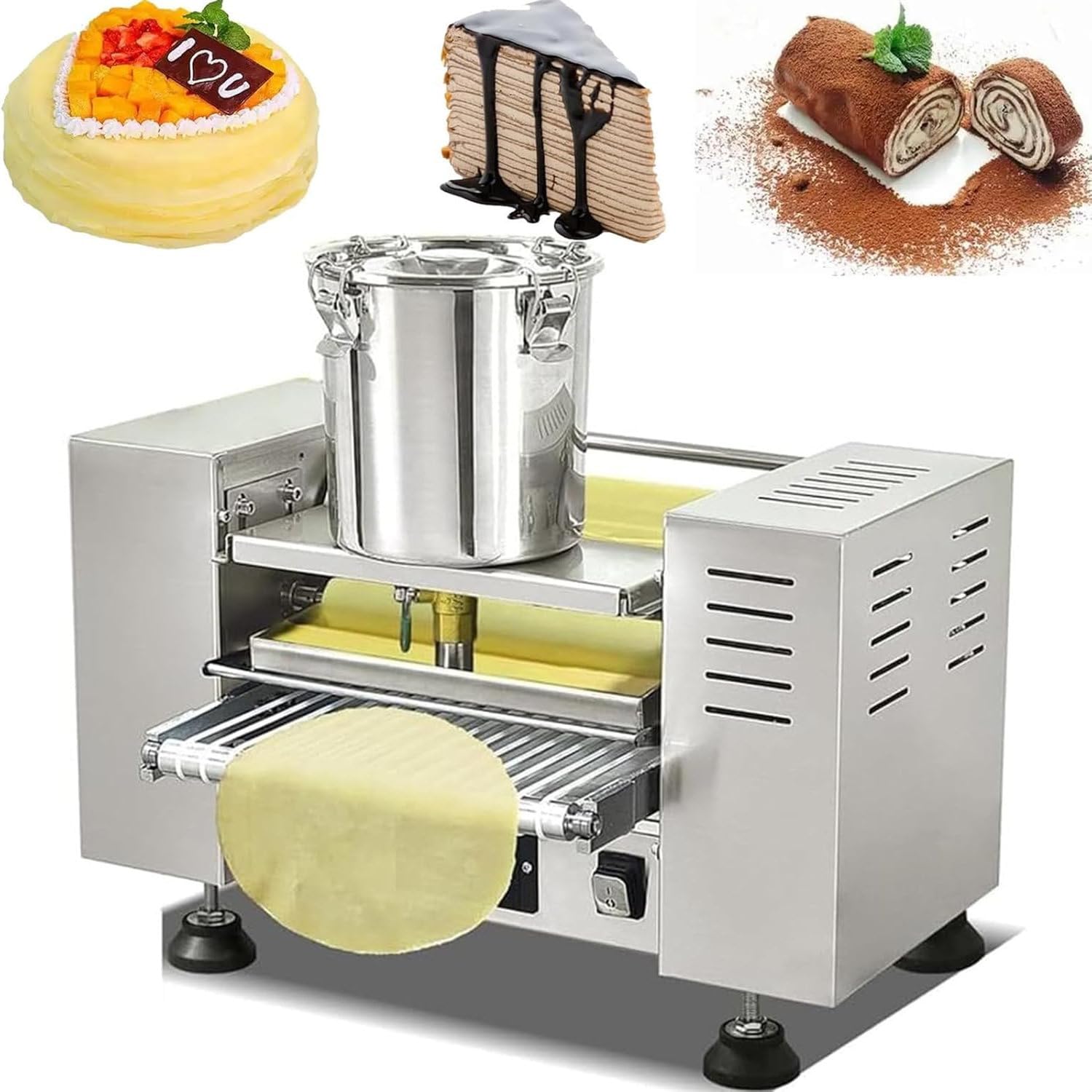 Macchina crêpe Commerciale in Acciaio Inossidabile, Macchina Automatica per Preparazione di Mille crêpe, Stampi 6/8 di Pollice, Spessore delle crêpe: da 0,016" A 0,047 6 Pollici 6in