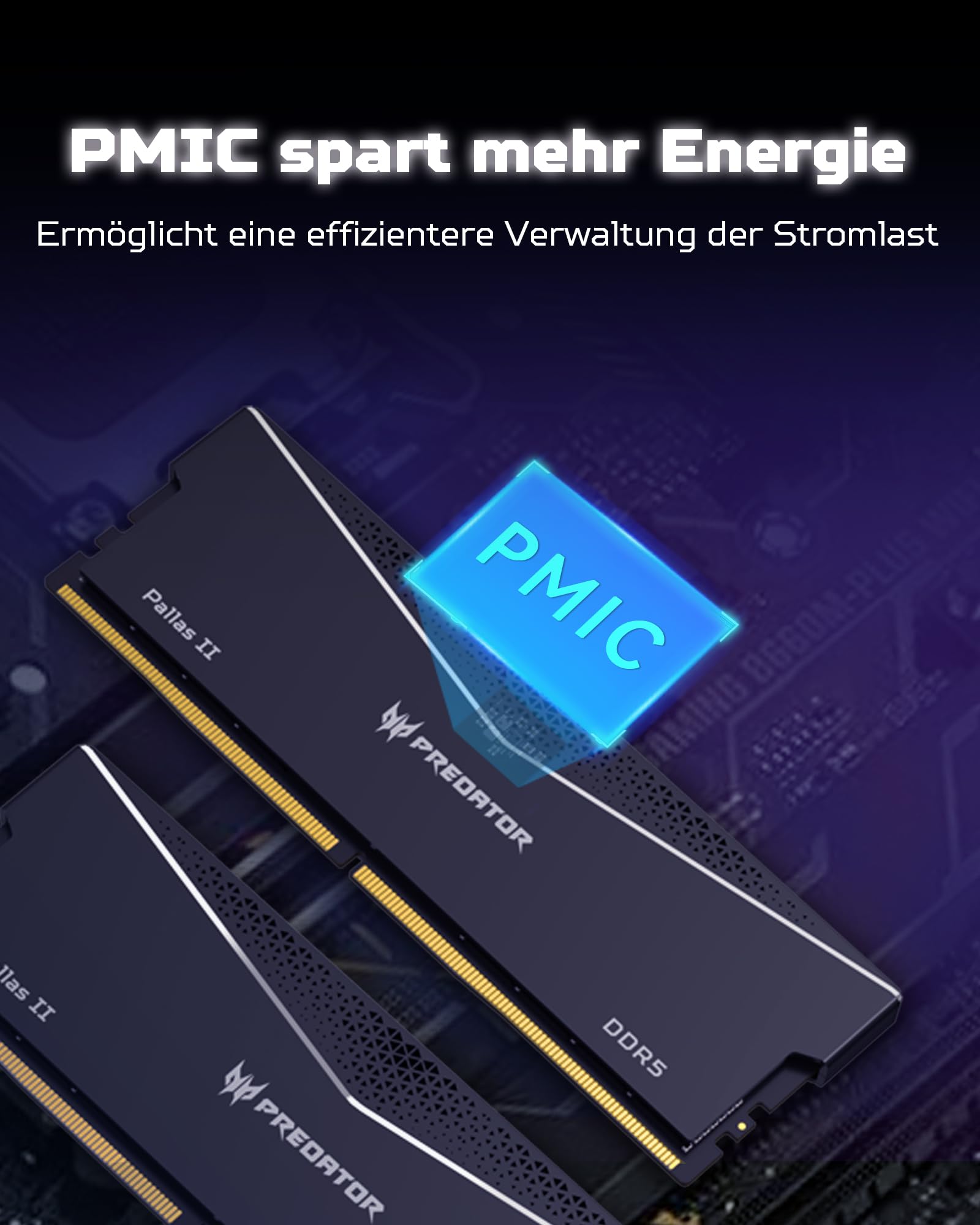 Acer Predator Pallas II DDR5 RAM 32GB (16GBx2) 6000MHz CL36 - für Intel XMP 3.0 & AMD Expo - PC Computer Gaming Arbeitsspeicher - Schwarz