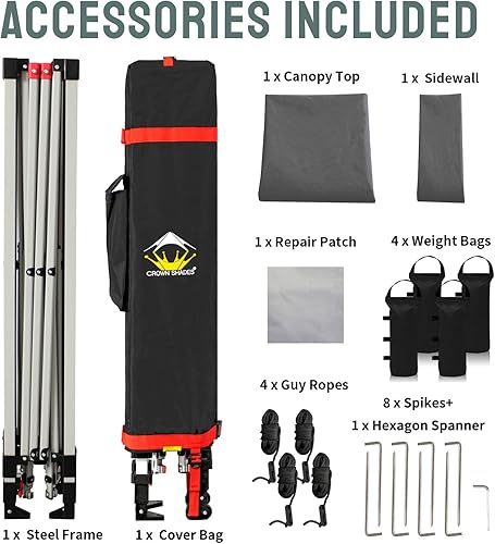 Miniatura 134 de CROWN SHADES - Toldo desplegable de 10 x 10 pies con 1 pared lateral, tienda de campaña de playa que se arma con solo presionar un botón, glorieta