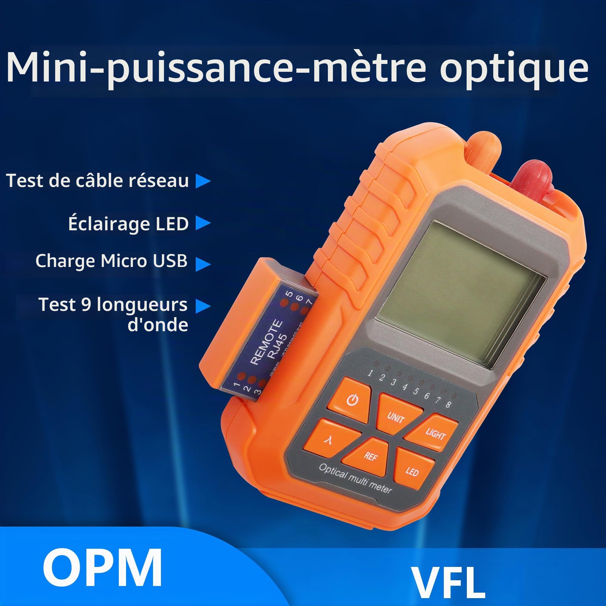 SinLoon Compteur de puissance fibre Testeur optique Testeur portable de câble réseau FC/SC/ST Interface universelle Localisateur visuel de défauts