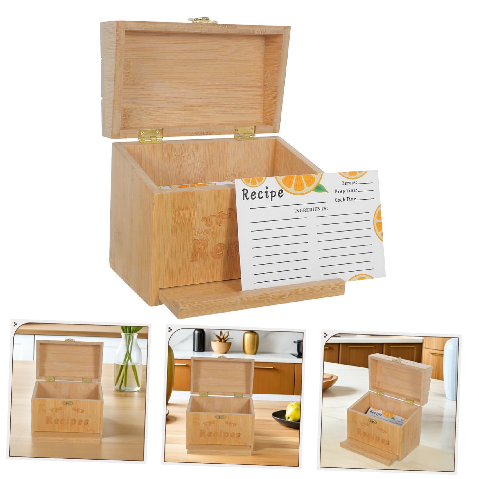 GALPADA Supporto per Ricette in Legno Accessorio da Cucina e Supporto per Cellulare con Scomparti per Schede Funzionale e Resistente