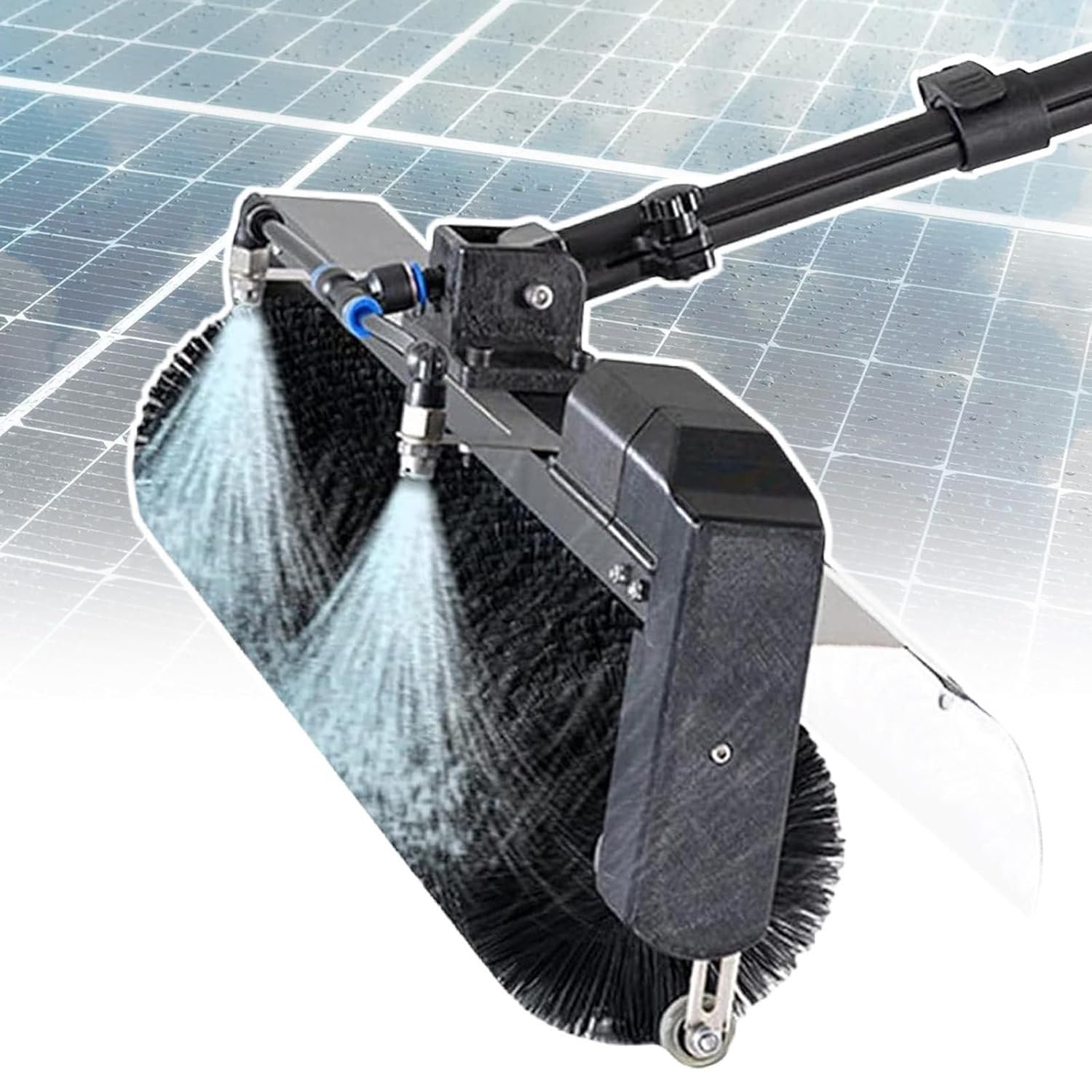 AYCDL Electric Solar Panel Cleaning Kit with Roller Brush and Water Fed Pole for Efficient Dust Removal on Photovoltaic Systems,7.5m/24.6ft