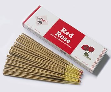 Giftbrit Red Rose Natural & Herbal Incense Sticks 100 Sticks with Incense Holder for Meditation, Yoga, Church, Relaxation, Healing and Positivity