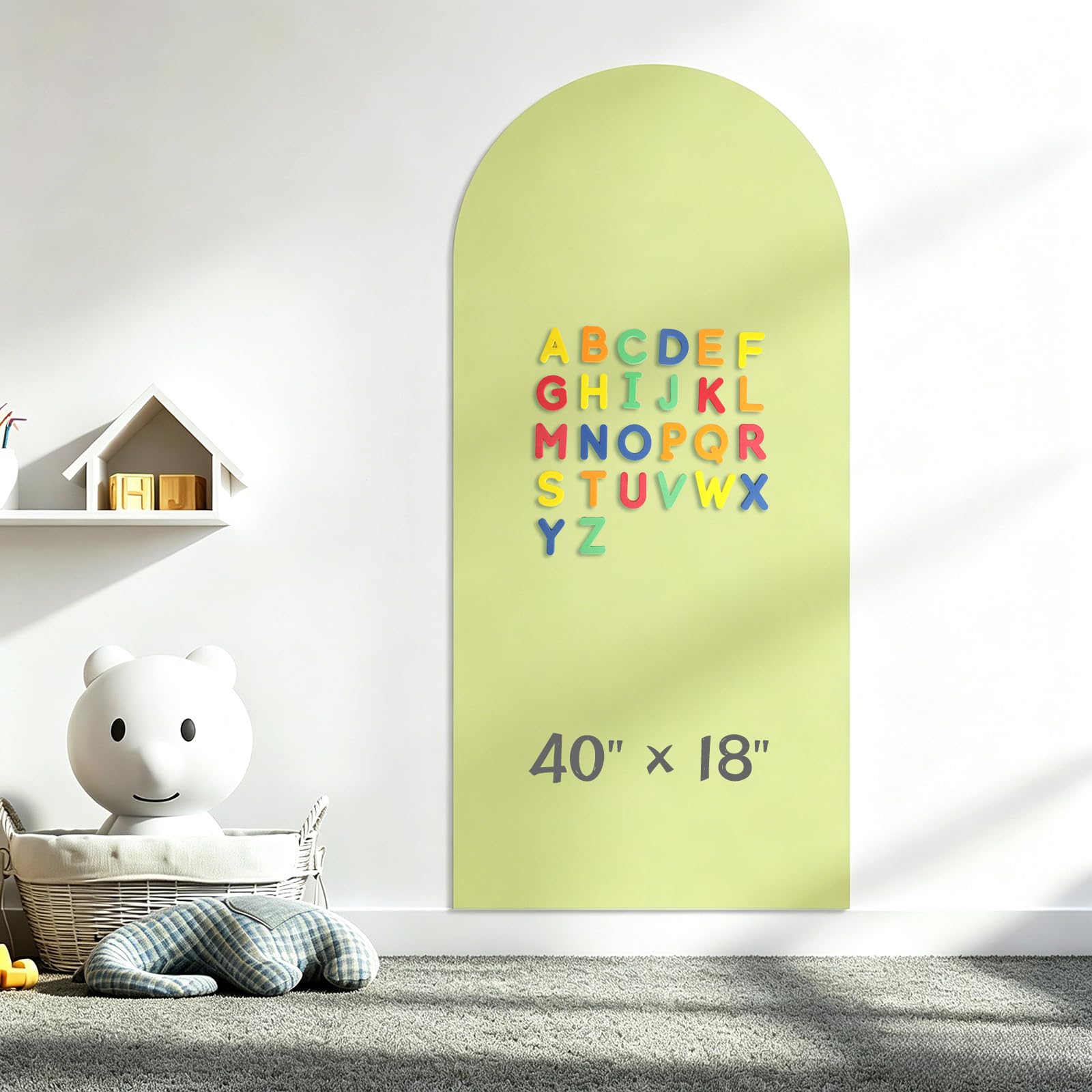 40 x 18 Arch Magnetic Wall Decal, Upgraded Self-Adhesive UnPeel Magnetic Chalkboard for Wall, Magnet Wall Drawing Learning for Playroom, School, Home(Pistacho Green)