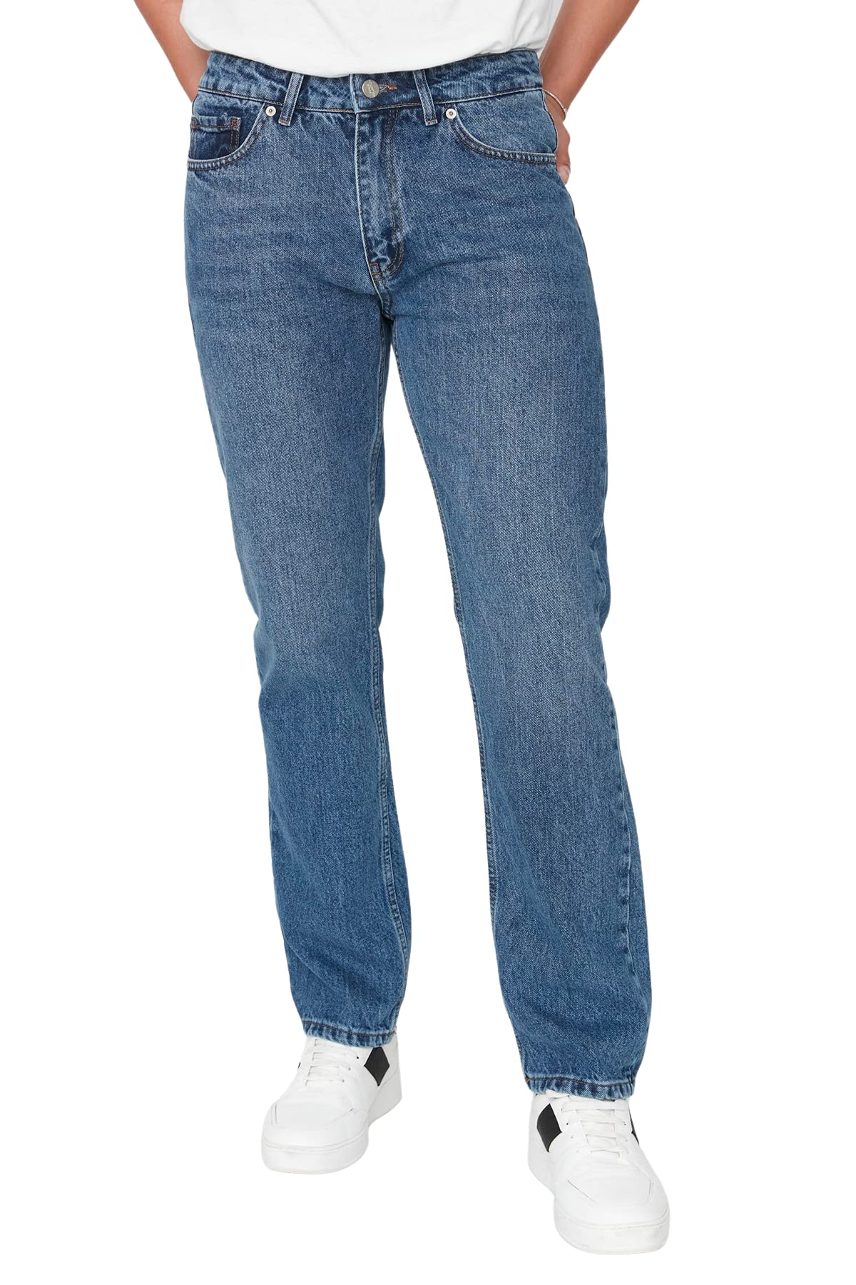 Trendyol Herren Blau Men's Normal Waist Regular Jeans, Blue, 36